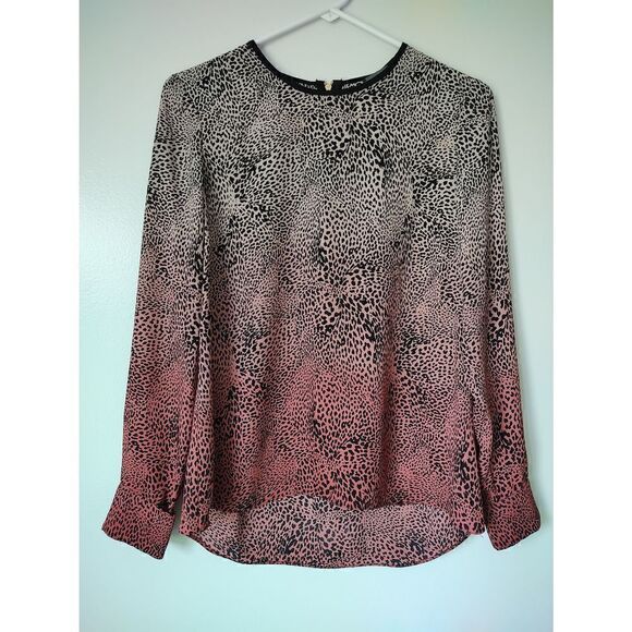 Vince Camuto Women's Size XS Leopard Print Cream Pink Long Sleeve Blouse Top - Picture 1 of 11